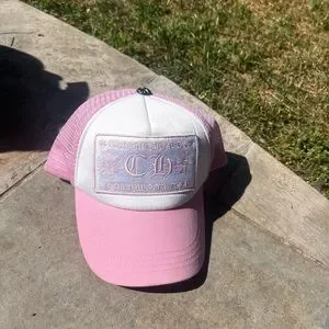 AUTHENTIC Chrome Hearts Pink & White Hollywood Hat Buy Chrome Hearts Fuck Hollywood Trucker Hat  main image 3